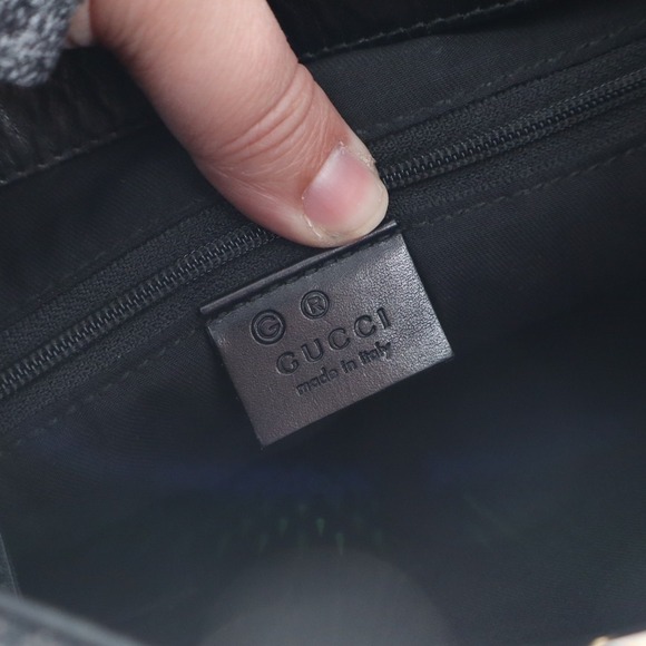 Gucci Black Original GG Canvas Shoulder Bag Vintage Black Leather Trim - Picture 9 of 14